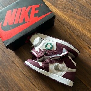 NEW Jordan 1 Retro High Bordeaux GS Size 6.5 Y equivalent to size 8 women’s